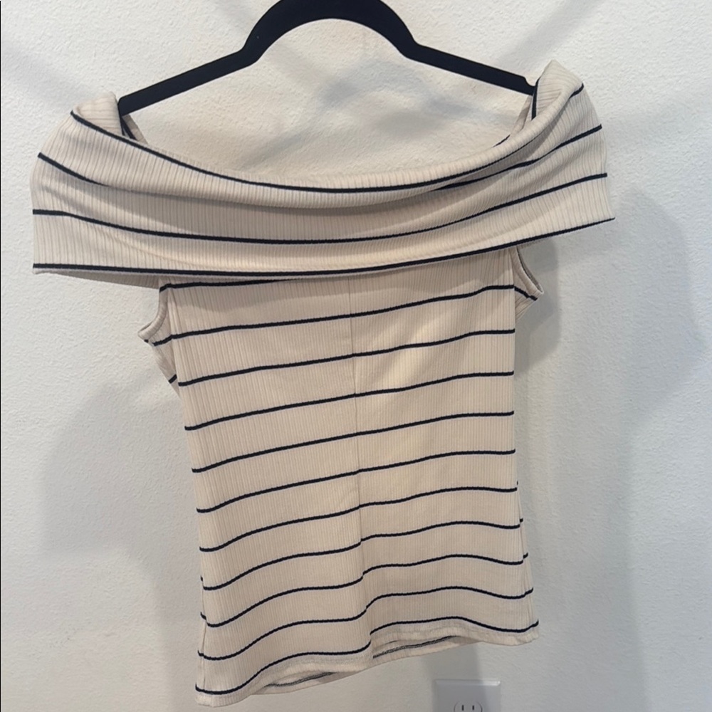 A new day Striped Off-Shoulder Top